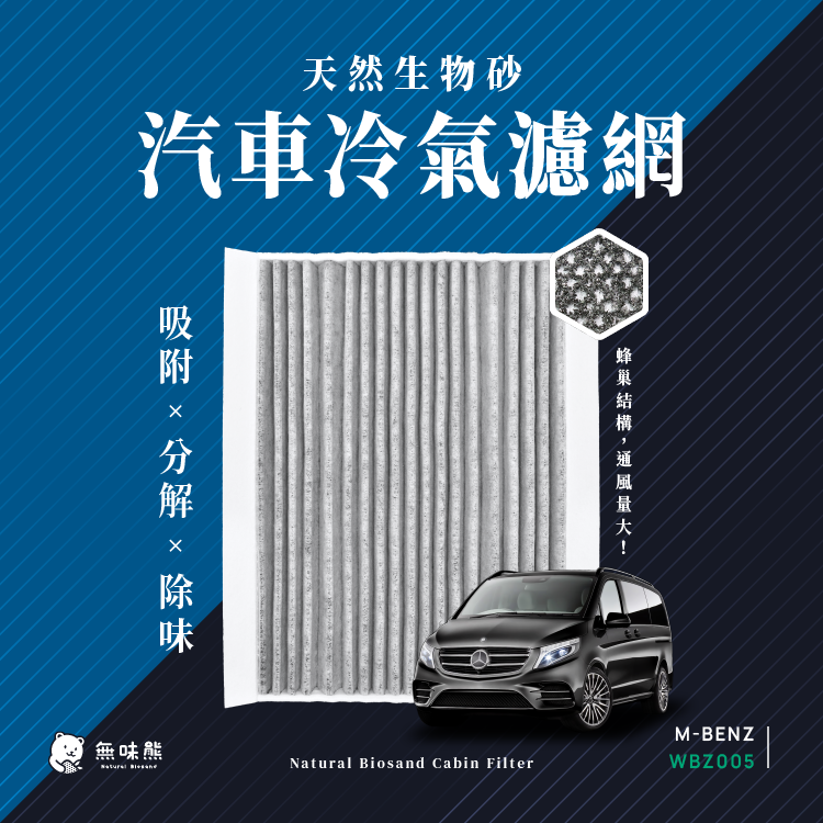 無味熊  生物砂蜂巢式汽車冷氣濾網 賓士Benz( V classVito 內循環)