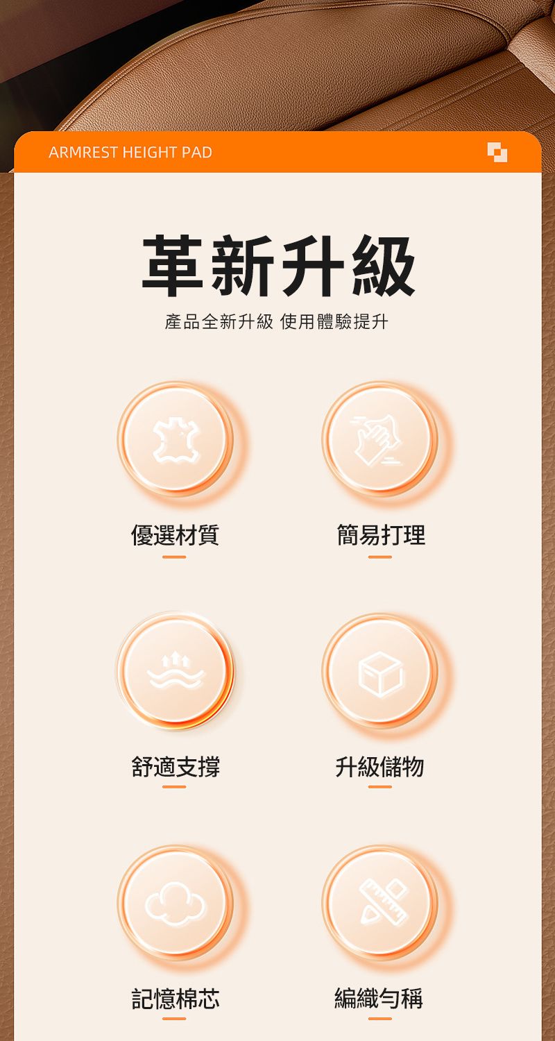 ARMREST HEIGHT PAD革新升級產品全新升級 使用體驗提升優選材質簡易打理舒適支撐升級儲物記憶棉芯編織勻稱
