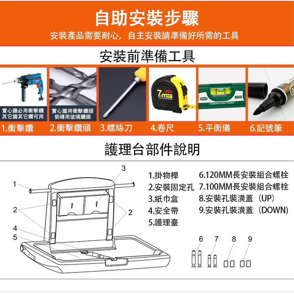  尿布台護理臺可折疊壁掛浴室/家裡/衛生間/大商場/公共場所通用