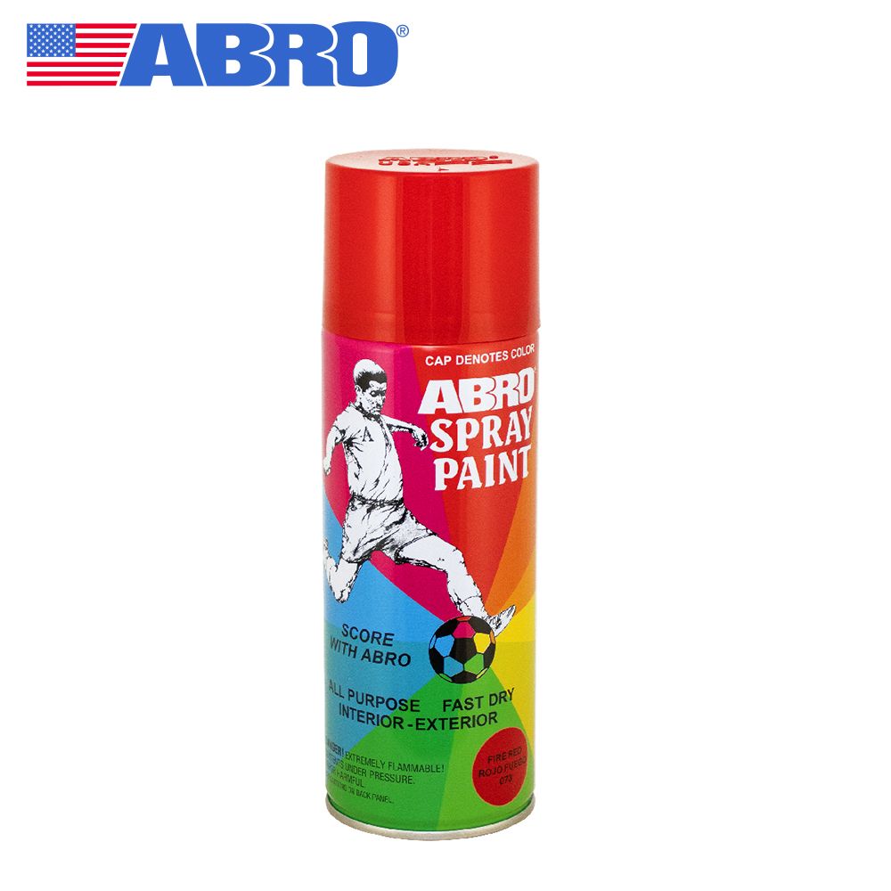 CAP DENOTES COLORSPRAYPAINTSCOREWITH ABROALL PURPOSE FAST DRYINTERIOREXTERIOR EXTREMELY FLAMMABLE PRESSURE FIRE REDROJO 073