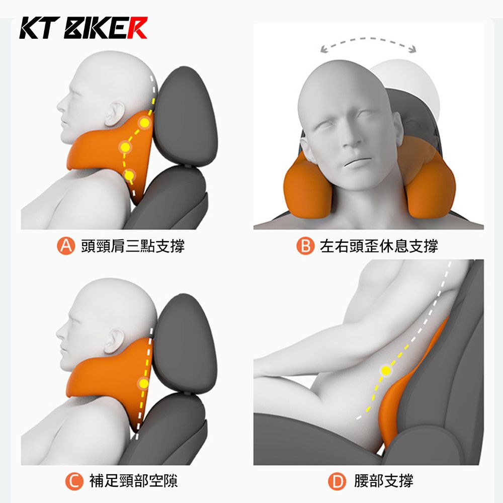 KT BIKER 4D 車用記憶頭枕腰靠組