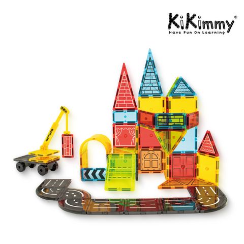 Kikimmy 彩窗磁力片工程車積木玩具組-60pcs