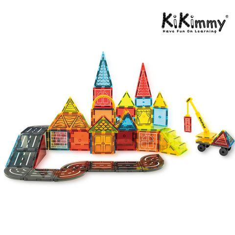 Kikimmy 彩窗磁力片工程車積木玩具組-88pcs