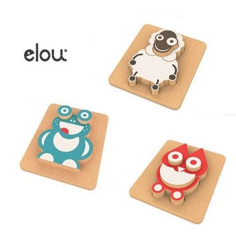 elou 軟木塞玩具-3D拼圖系列3件組