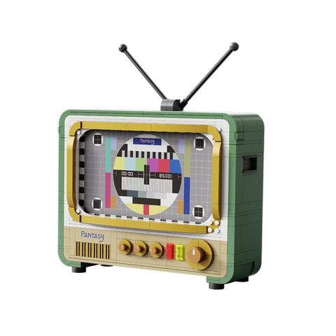 拼奇 復古電視機 手機架 收藏積木(61008) 莫蘭迪綠