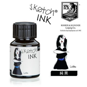 德國 Rohrer & Kingner《Sketch Ink 速寫墨水》Lotte / 純黑 / 50ml