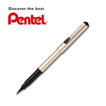 特殊處理筆毛不易分岔掉毛日本 PENTEL 飛龍 珠光系列攜帶型卡式毛筆(金桿/XGFKPX/1入組)