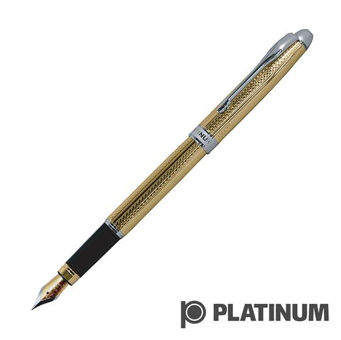 Platinum 白金 雙色筆尖 銀夾雕花 鋼筆 PKG-1400