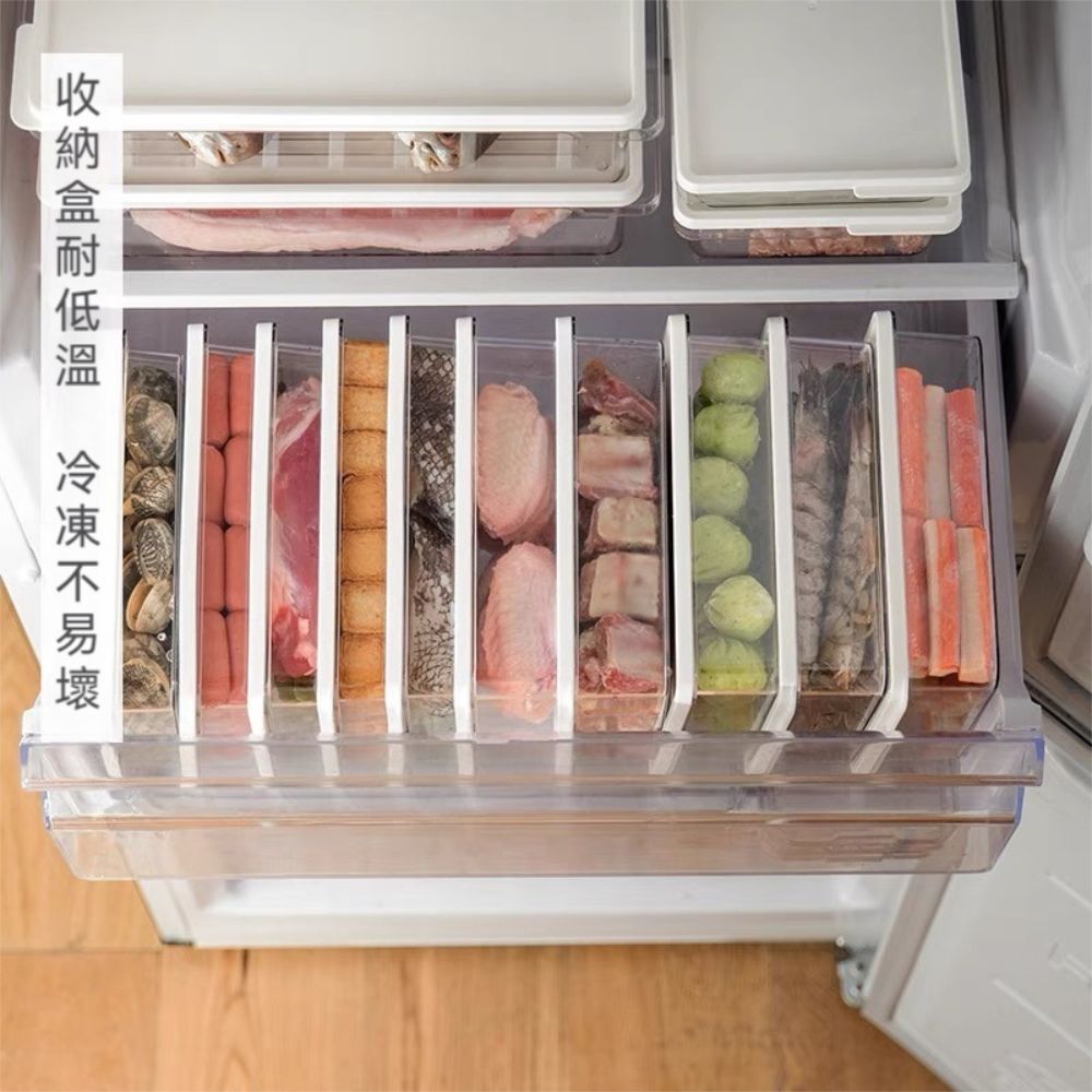 荷生活 日式可疊加耐低溫冰箱收納盒 透明材質食品密封分裝保鮮盒-五件套