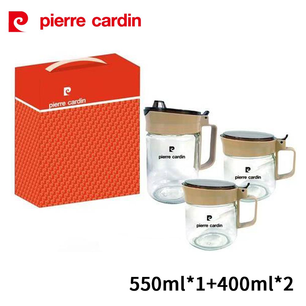 Pierre Cardin 皮爾卡登  玻璃調味罐三件組(550ml*1+400ml*2) PCJR-601