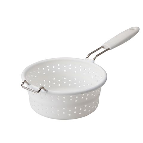日本ASVEL手柄矽膠漏勺 (白色)烹飪瀝水兩用，收納不佔空間