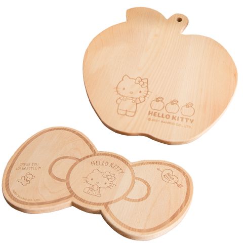 三麗鷗 Hello kitty可愛造型櫸砧板/麵包盤/切菜板