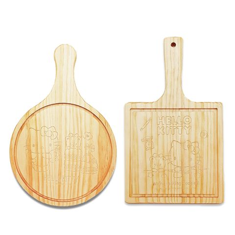 三麗鷗 HELLO KITTY 凱蒂貓 木頭造型砧板 切菜板 麵包盤