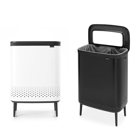 Brabantia BO系列-時尚Laundry Bin Hi洗衣雙桶 2X45L-(純淨白/尊爵黑)