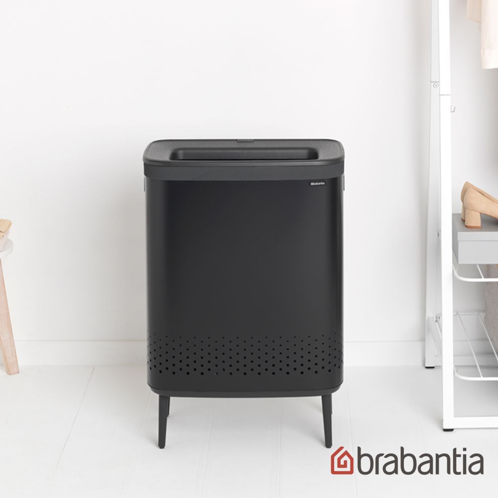 Brabantia BO系列-時尚Laundry Bin Hi洗衣雙桶 2X45L-(純淨白/尊爵黑)