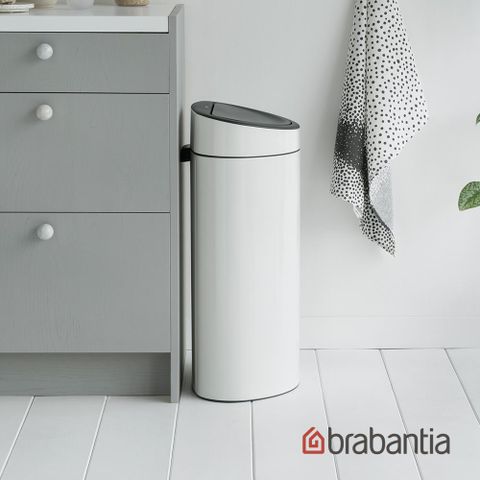 Brabantia TOUCH BIN NEW 半月式按壓垃圾桶40L-純淨白(2024新品)