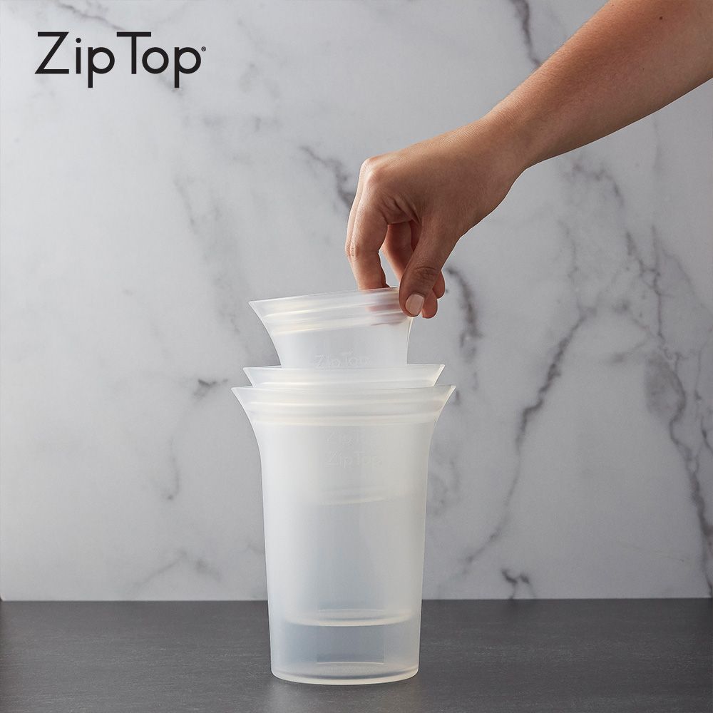 ZipTop 美國白金矽膠袋-杯型三件組-雲朵白