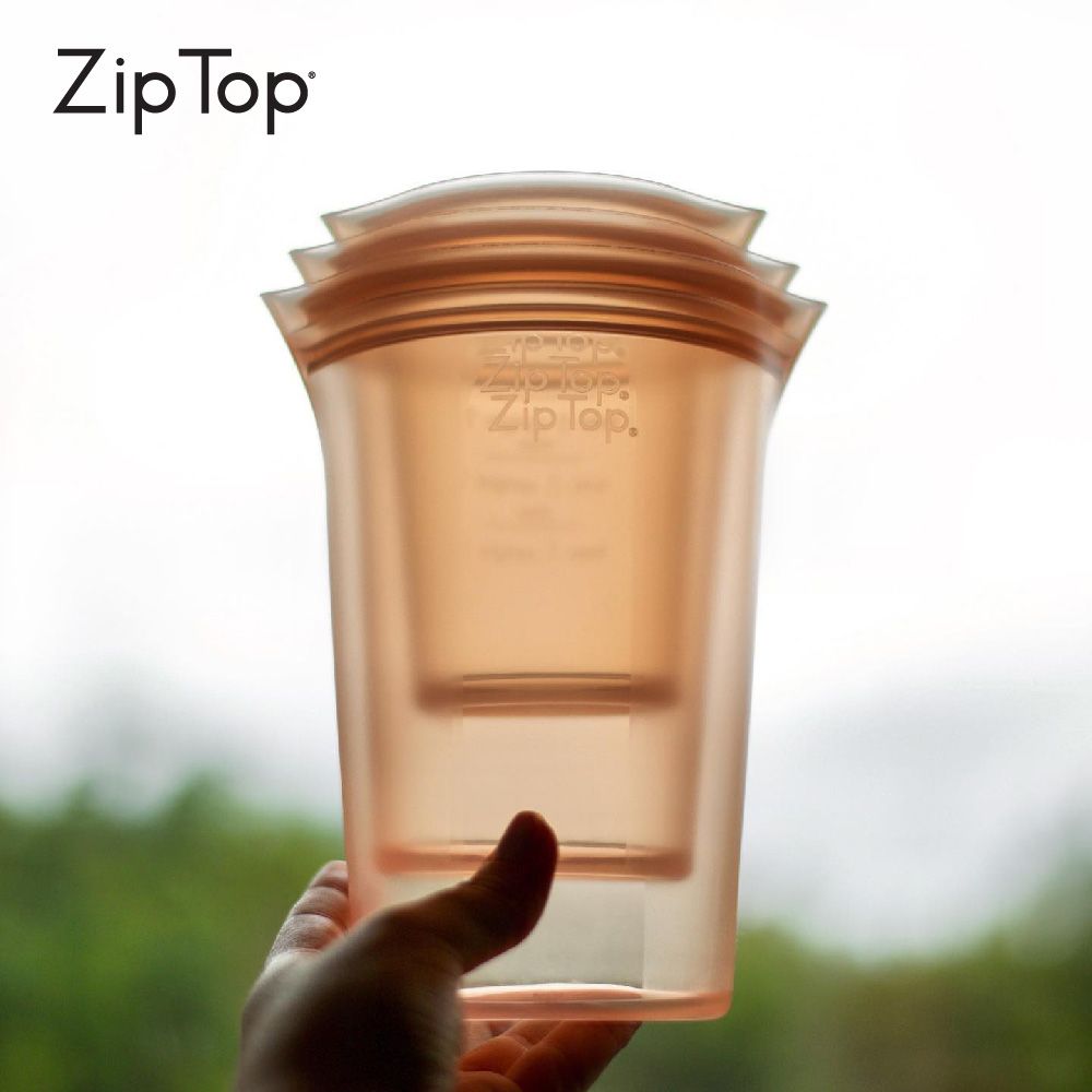 ZipTop 美國白金矽膠袋-杯型三件組-蜜桃橘