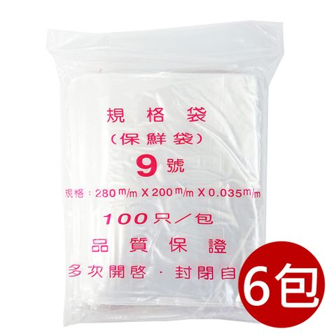 【PE夾鏈袋】9號28X20cm夾鏈袋100入/包*6入組(收藏袋 保鮮袋 零錢袋 密封袋)