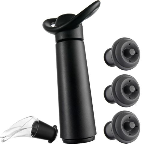 VACU VIN 抽真空器+瓶塞注器4件(黑)