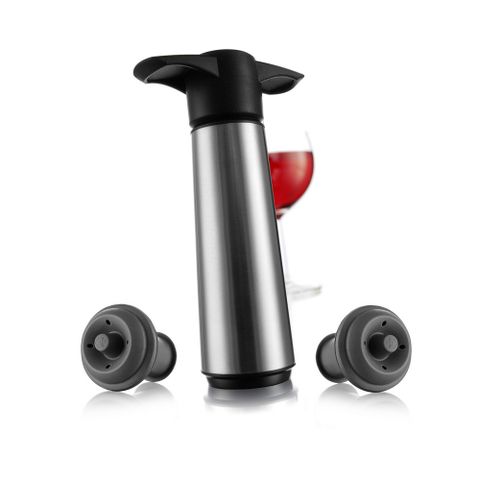 《Vacu Vin》抽真空器+酒瓶塞2入(質感銀)