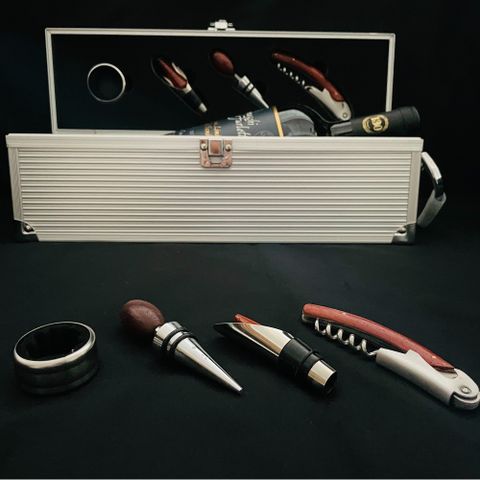 飛行概念鋁合金手提式酒盒2入組