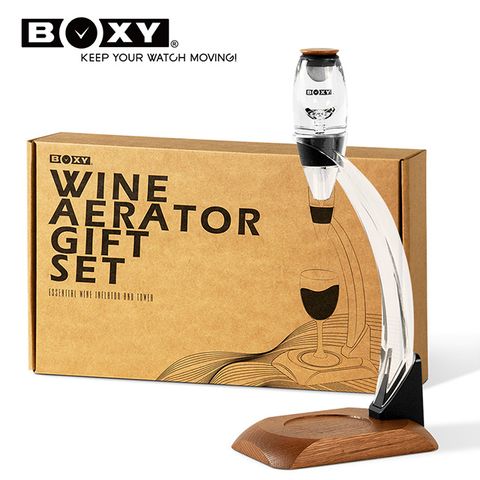 BOXY 快速紅酒醒酒器 實木底盤 精緻禮盒套組 Wine Aerator Gift Box Set