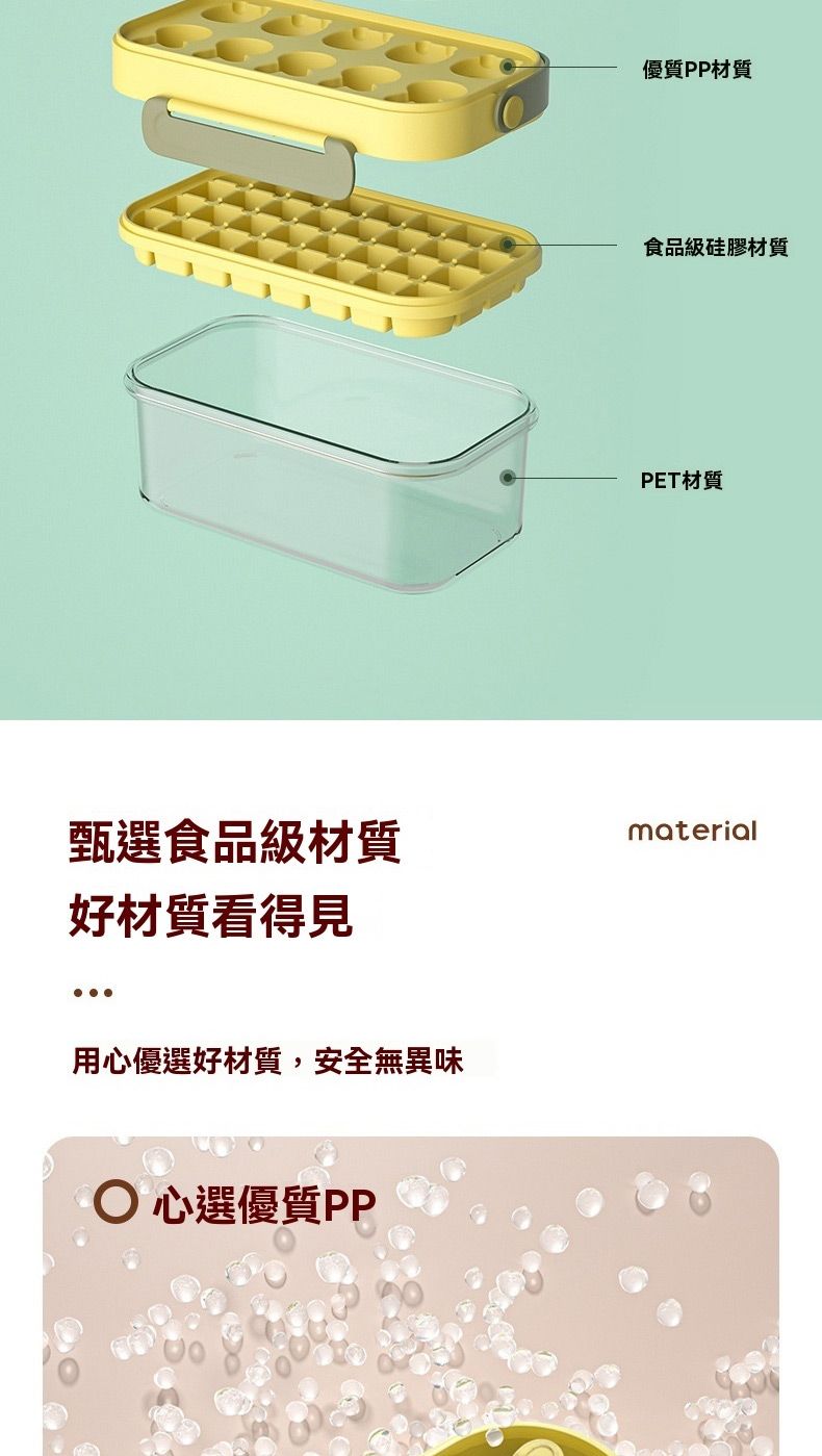 優質PP材質食品級硅膠材質PET材質甄選食品級材質material好材質看得見用心優選好材質,安全無異味心選優質PP