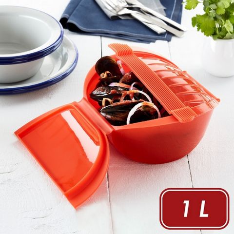 醫療級矽膠 耐熱220度《LEKUE》蒸煮鍋(紅XL) | 耐熱 微波料理 懶人料理