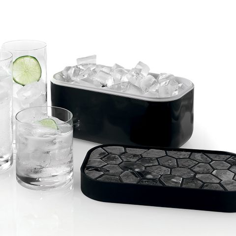 醫療級白金矽膠《LEKUE》附蓋蜂巢製冰盒(黑) | 冰塊盒 冰塊模 冰模 冰格
