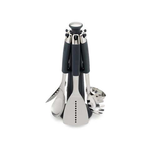 【JosephJoseph】Elevate系列不沾桌不銹鋼料理鏟杓6件組(附旋轉底座)