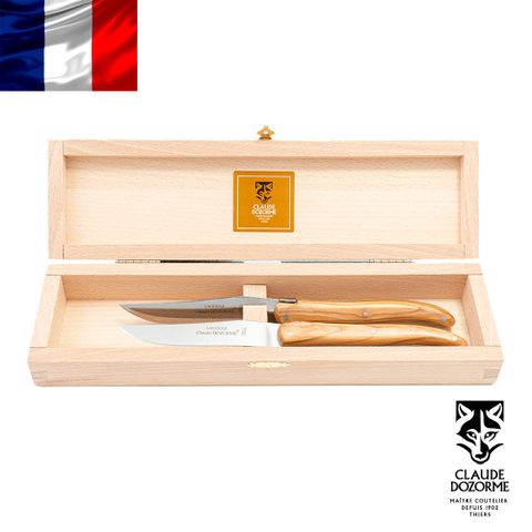 法國【Claude Dozorme】Laguiole牛排刀 基本細柄款 / 雙刀組 / 橄欖木柄