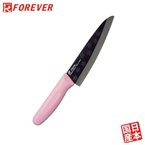 FOREVER 鋒愛華 日本製造2018櫻花限定款陶瓷刀16CM(黑刃粉柄)