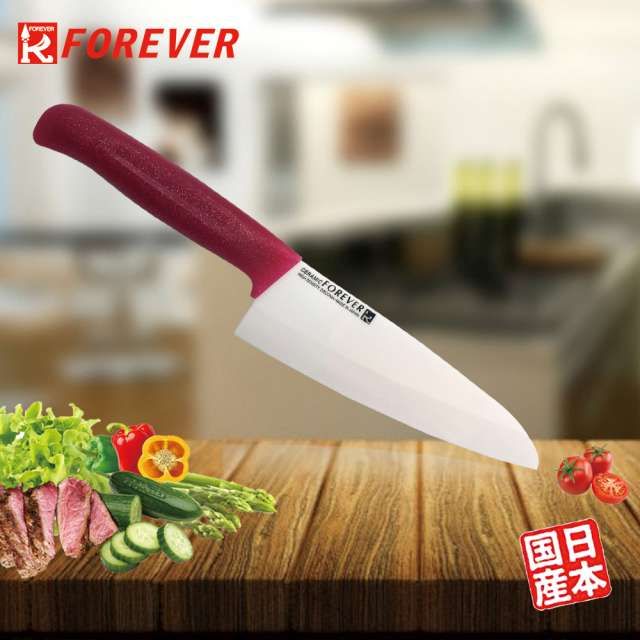 FOREVER 鋒愛華 日本製造高精密標準系列陶瓷刀18CM(白刃紅柄)