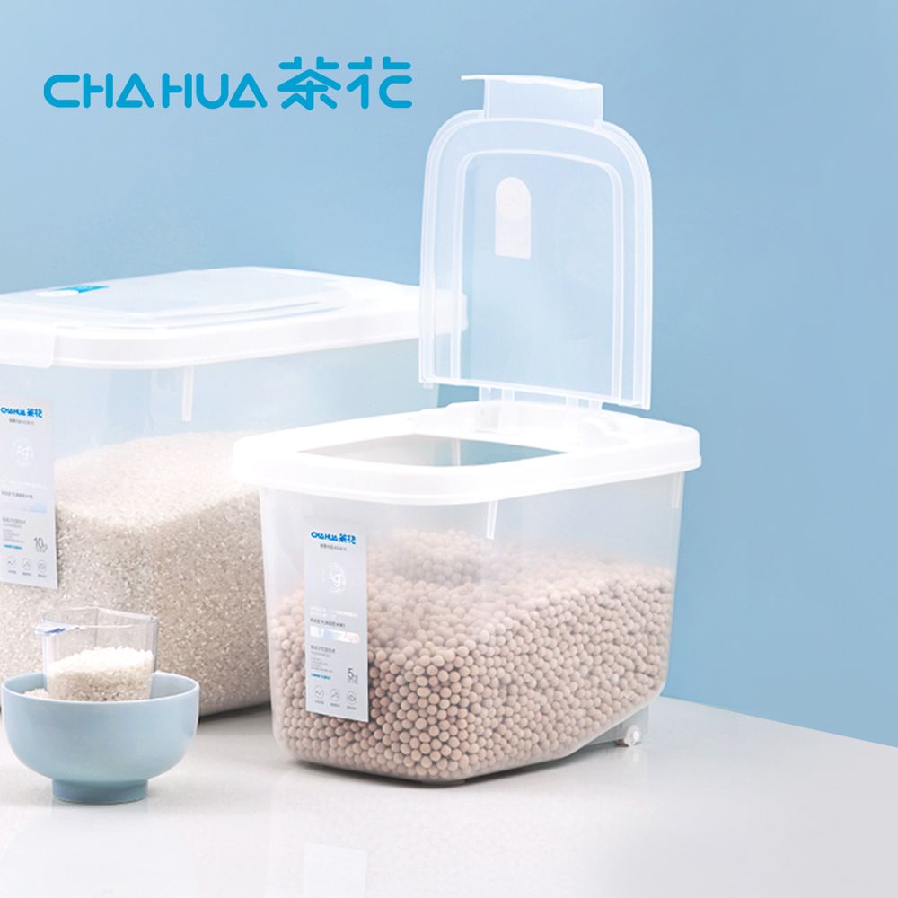  【茶花CHAHUA】Ag+銀離子抗菌掀蓋式儲米箱(附量米杯)-5kg