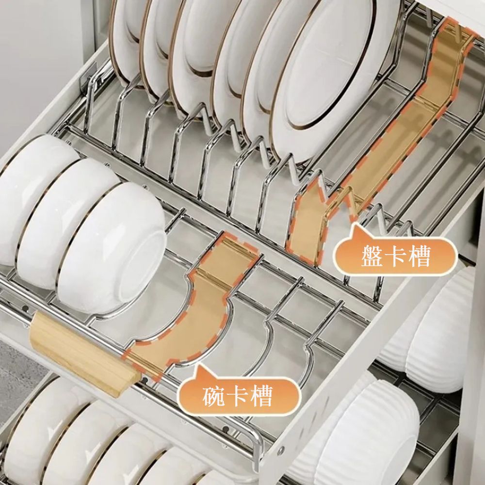  【奧的】不鏽鋼櫥櫃拉籃碗碟置物架 碗盤收納架 抽屜式免安裝碗盤架 碟架 碗碟架 碗碟瀝水架
