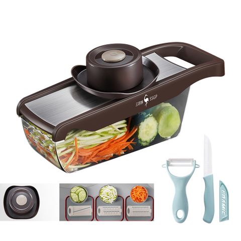 PUSH!廚房用品 切片機切絲薯片多功能擦絲器 刨絲器廚房不銹鋼切菜器D347