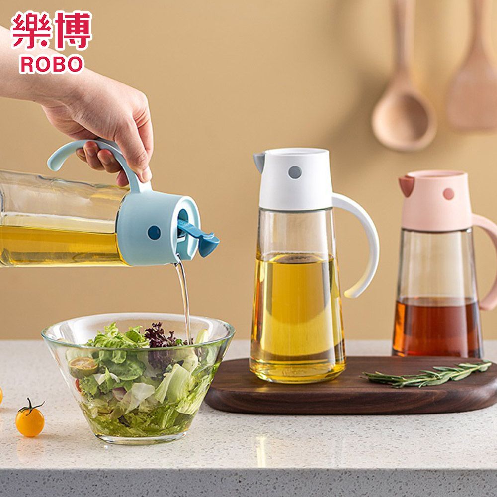 ROBO 樂博 HOKE系列自動開蓋調味料瓶550ML-3入組-5色