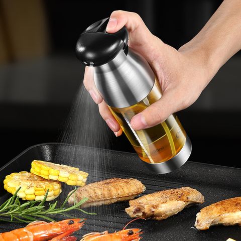 PUSH!餐具廚房用品 按壓式雙頭噴油瓶玻璃油醋瓶調料瓶調味瓶橄欖油儲存罐D278