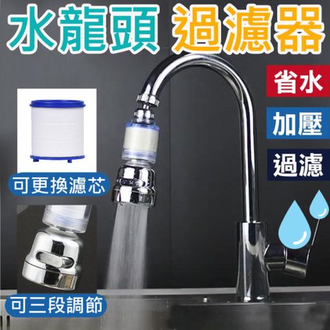 水龍頭過濾器】三段出水 可替換濾芯 水龍頭起泡器 萬向水龍頭