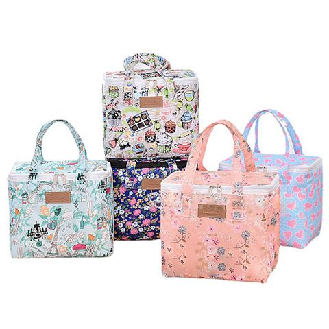 (2入優惠組)EC 防水方形滿版花色保溫保冰袋 便當袋 EC-03 花色隨機