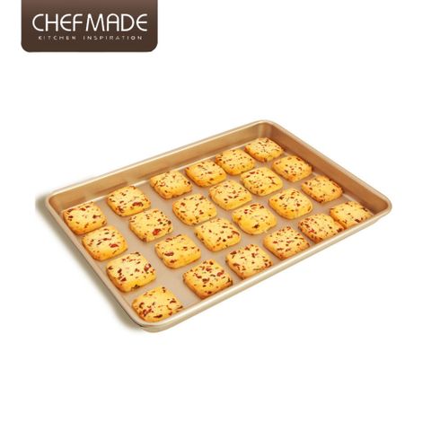【美國Chefmade】13吋 長方形捲邊 不沾淺烤盤(CM028)