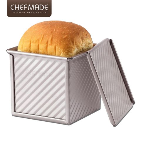 【美國Chefmade】波紋不沾低糖吐司盒-立方形-含蓋(CM032)