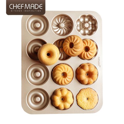【Chefmade】甜甜圈造型 12連不沾烤模-3花款(CM003)