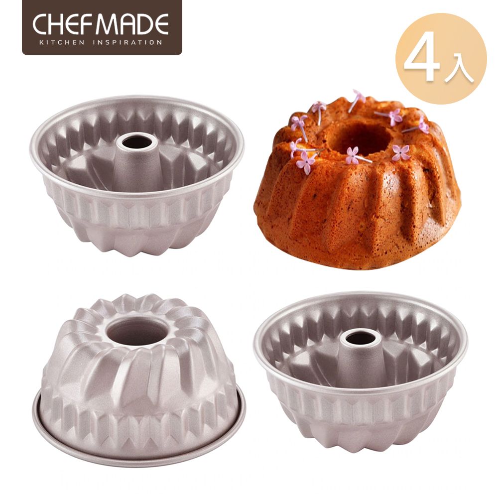 Chefmade 【美國】咕咕霍夫 迷你4吋 花形蛋糕模-4入組(CM062)