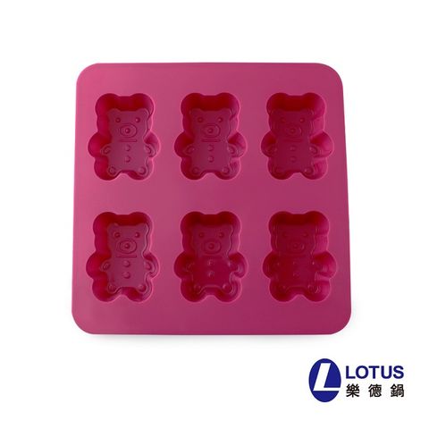 LOTUS 小熊造型6入軟烤模-莓果紅