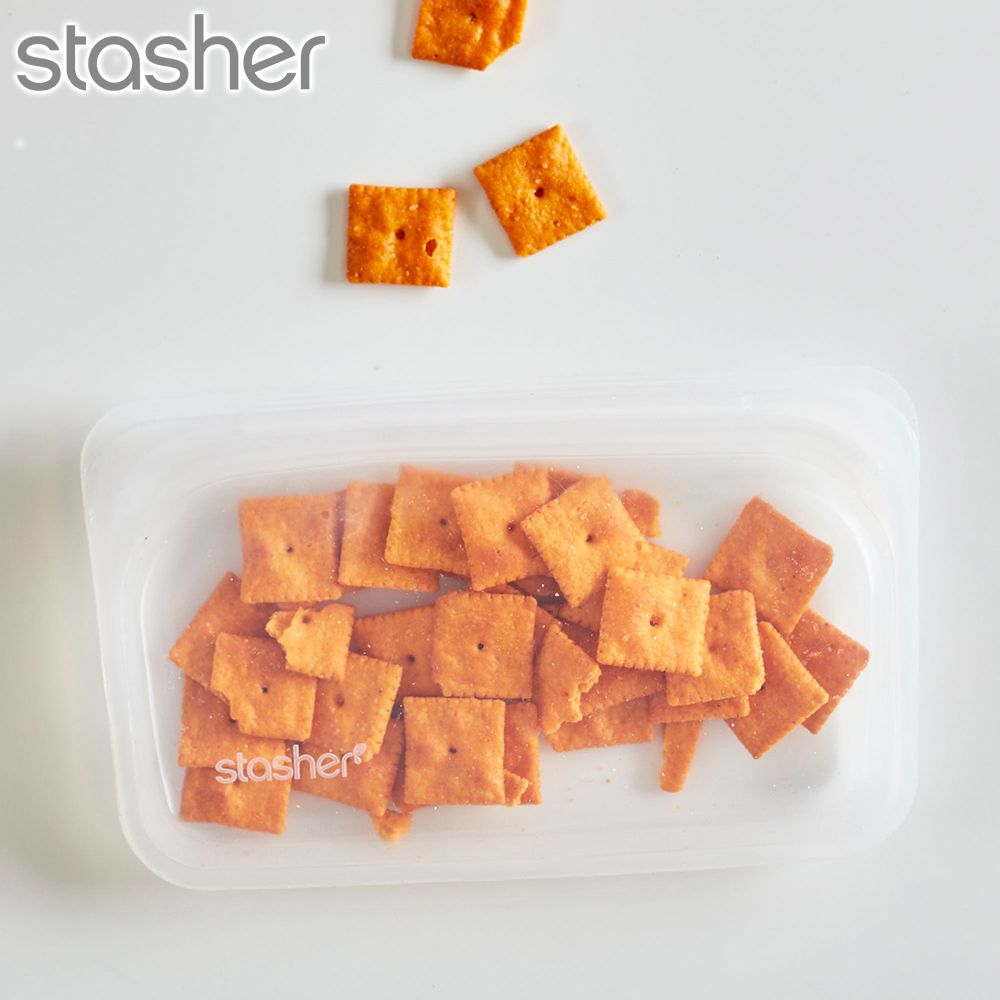 Stasher  長形矽膠密封袋 雲霧白