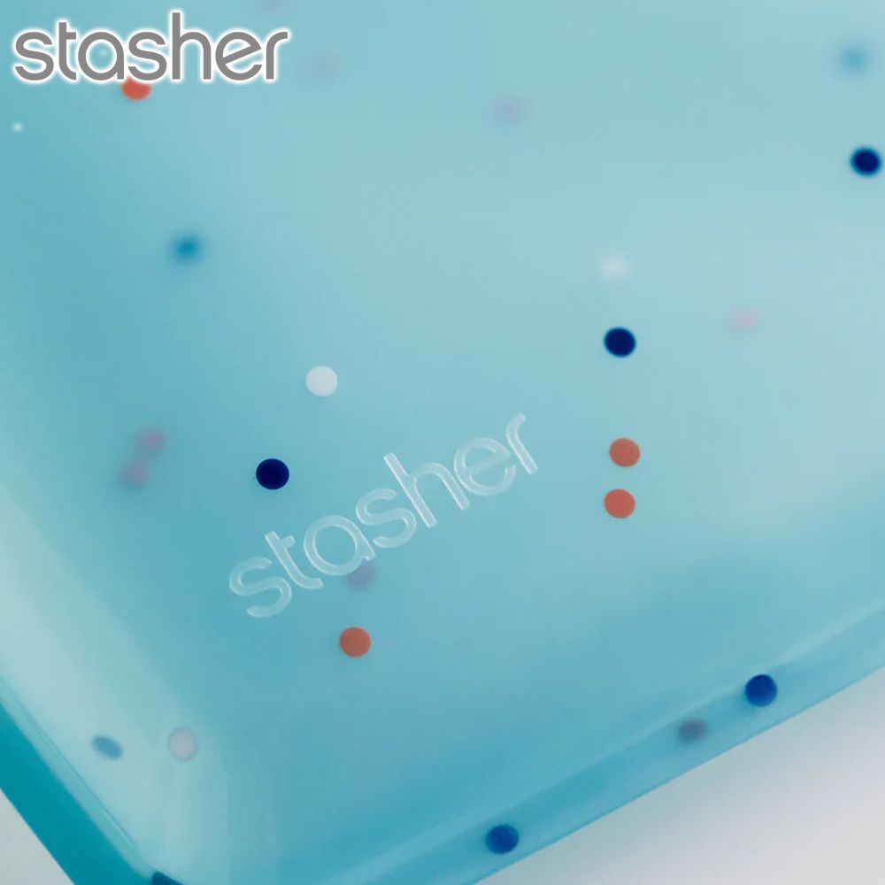 Stasher 方形矽膠密封袋-方形矽膠密封袋-浪花藍