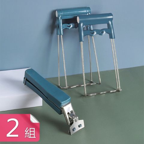 荷生活 防滑隔熱易省力夾取廚房防燙夾 不燙手不傷碗盤不鏽鋼防燙夾-2組