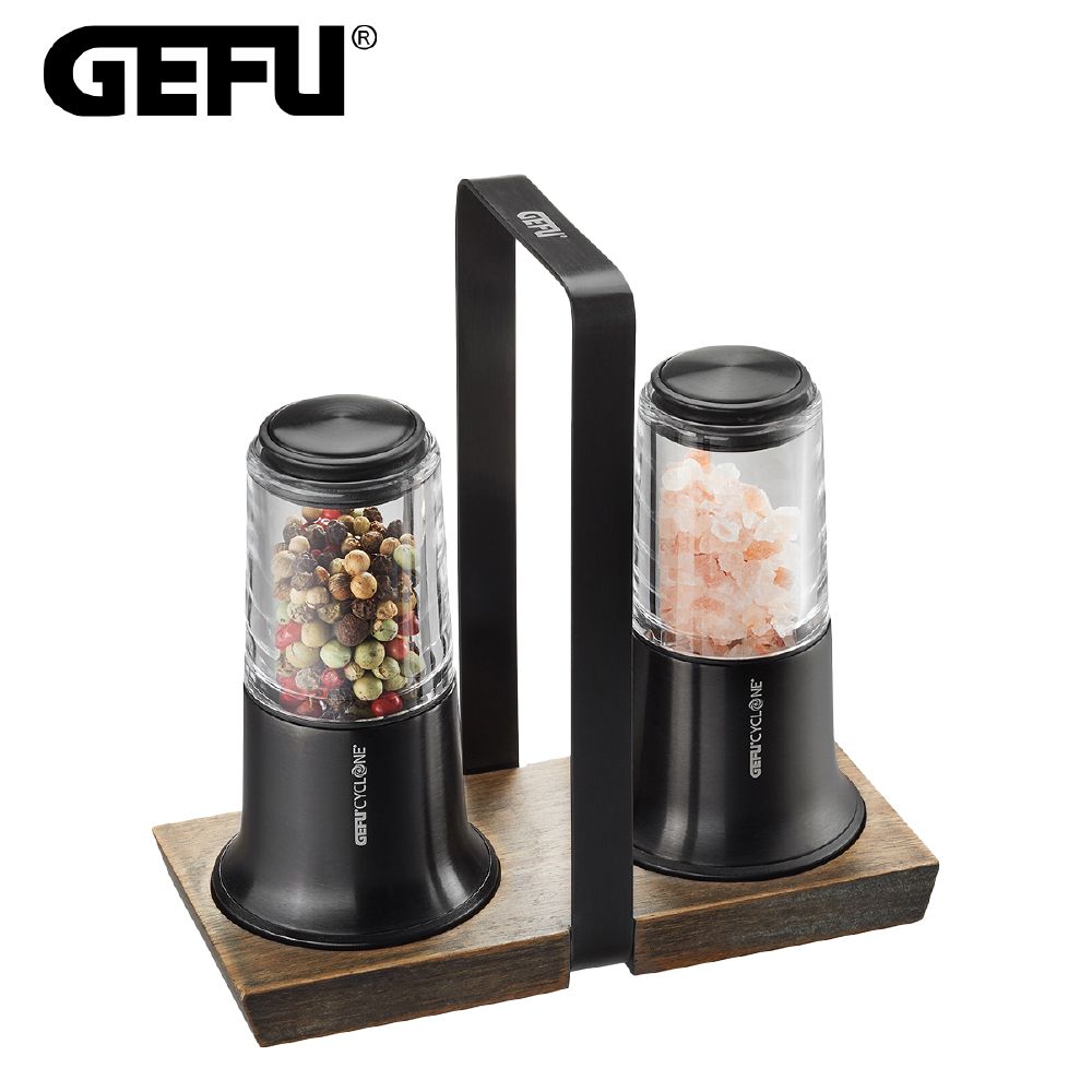 Gefu 德國品牌不鏽鋼胡椒/晶鹽研磨罐組(黑)